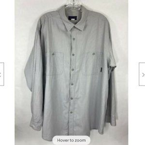 Patagonia Men's Sz L Blue Striped Long Sleeve Button Front Organic Cotton Shirt